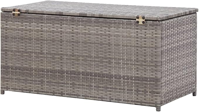 Patio Storage Box Poly Rattan 39.4"x19.7"x19.7" Gray Patio Garden Outdoor Storage Container, Furniture Deck box (Weight:22.05 lbs)