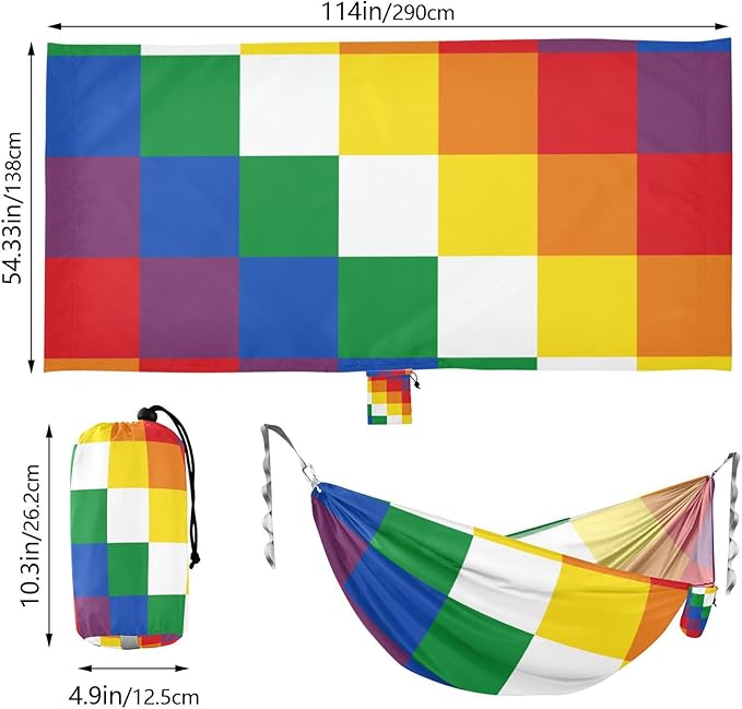 Checker Colorful 330lb Capacity Camping Hammocks Indoor Hammock for Patio Backyard Lounge Base hamaca inflable para Piscina