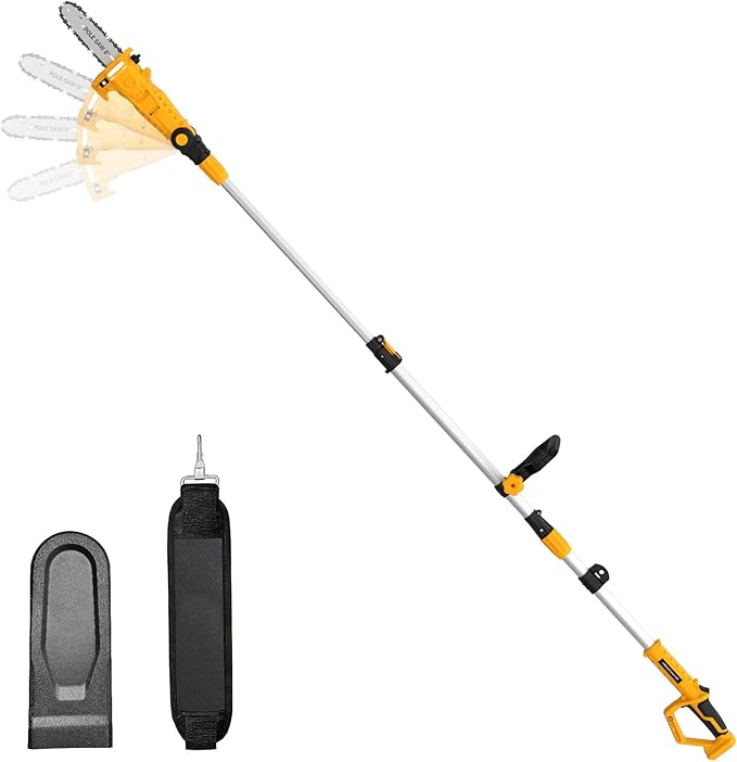 SHOHO Cordless Pole Saw Compatible with Dewalt 20V Max Batteries, Electric Pole Saws for Tree Trimming Battery Powered, Auto Lubrication System, Adjustable Pole Chainsaw (Battery not Included)