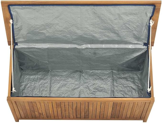Solid Teak Wood Garden Storage Box, Outdoor Patio Deck Bin for Cushions, Tools and Garden Accessories, 45 x 20 x 23 Inch Rectangular Weather-Resistant Organizer