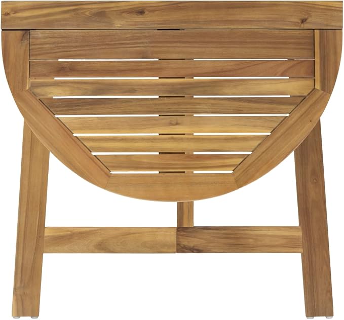 Geelife Outdoor Half-Round Folding Acacia Wood Bistro Table