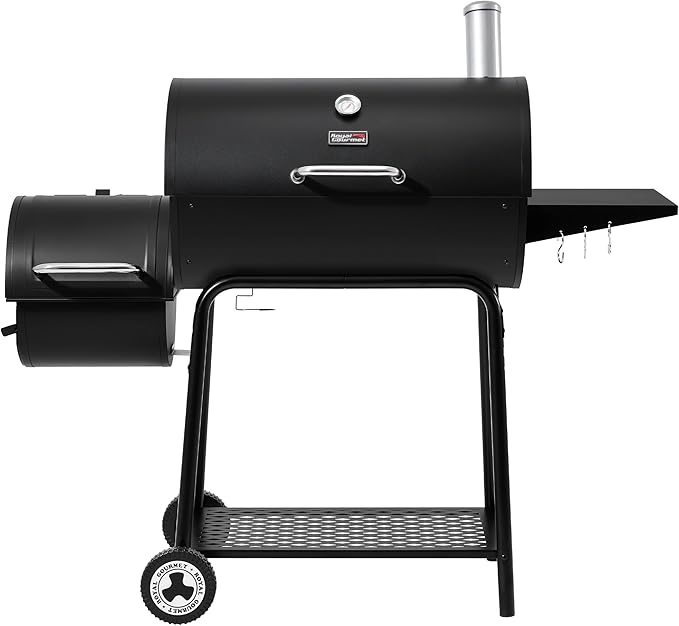 Royal Gourmet CC1830M 30 Inch Barrel Charcoal Grill with Offset Smoker & Warming Rack, Outdoor BBQ Grill with 811 Sq. In. Grilling Space for Backyard, Patio and Parties, Black