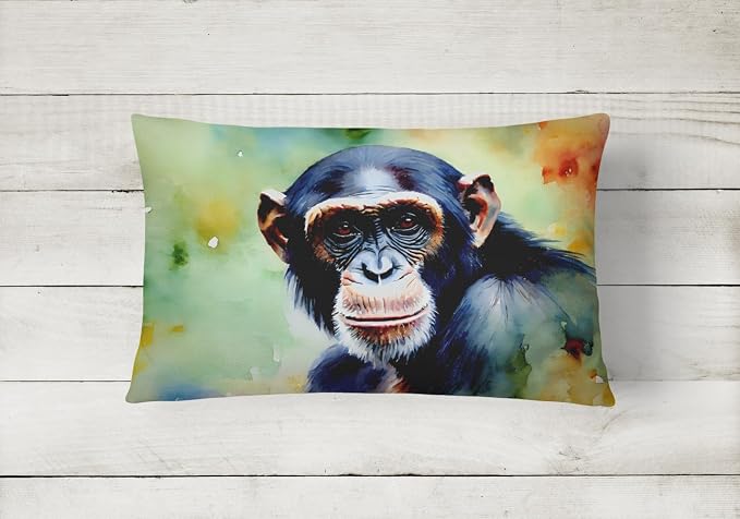 Caroline's Treasures DAC2896PW1216 Chimpanzee Throw Pillow Machine Washable, Indoor Outdoor Decorative Pillow for Couch, Bed or Patio, 12HX16W