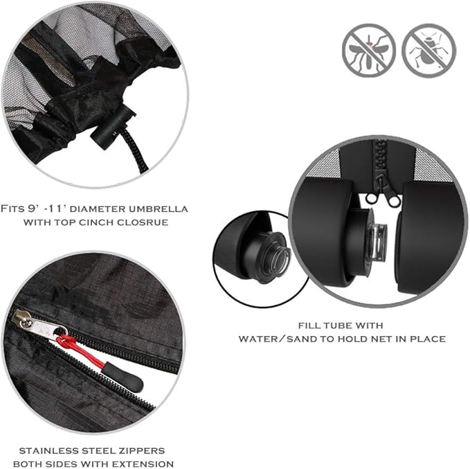 Umbrella Net, Fits 9-11 ft Umbrellas, Mosquito Netting Table Screen for Outdoor Patio