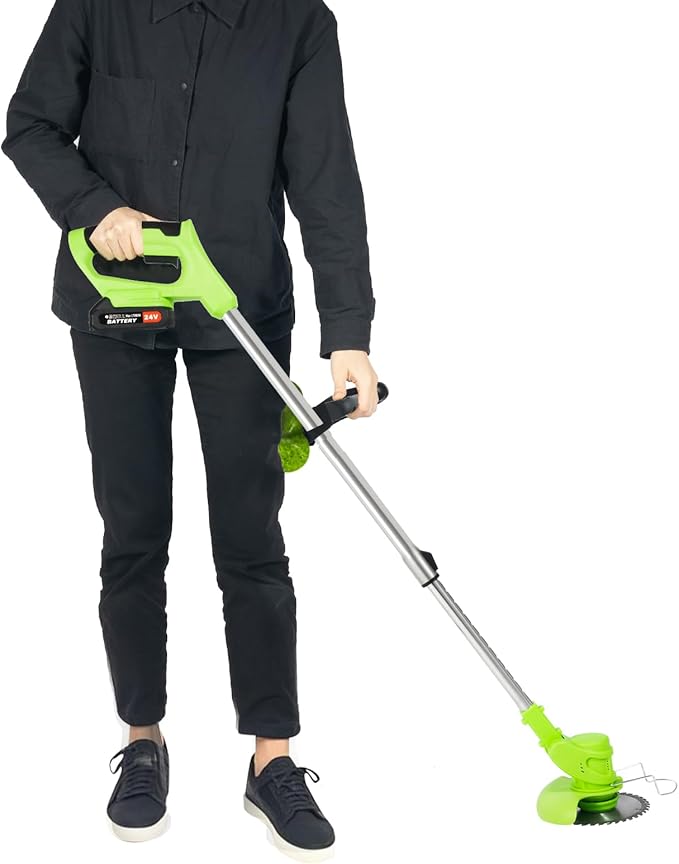 Cordless Weed Wacker Brush Cutter 3 in 1 Battery Powered Weed Eater, Lightweight Stringless Electric Grass Trimmer with 2X 24V 1300mAh Batteries, Adjustable Length & Angle for Lawn Garden