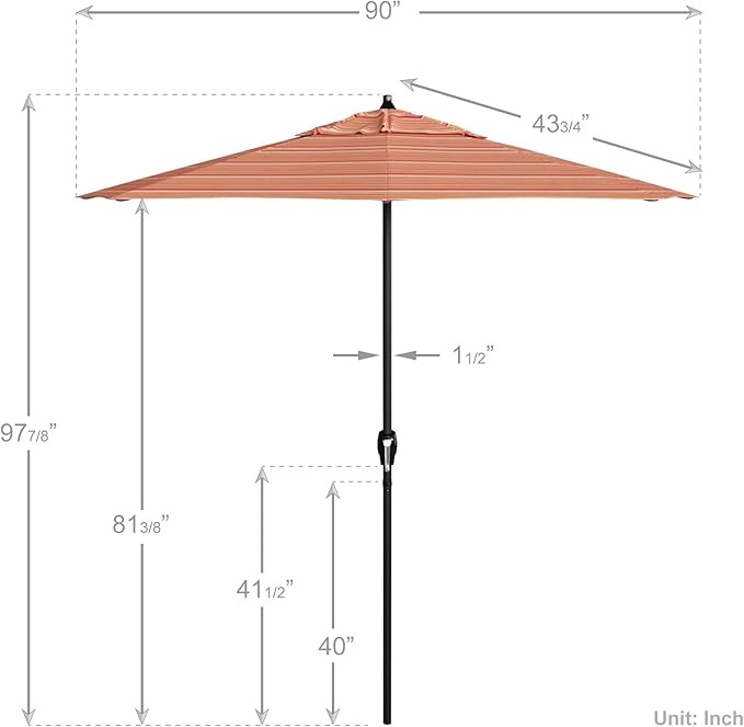 California Umbrella 7.5' Rd Aluminum Patio Umbrella, Crank Lift, Auto Tilt, Black Finish