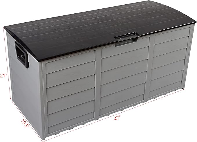 75 Gallon Outdoor Storage Box, Weather-Resistant Plastic Resin Deck Box with Wheels and Waterproof, Patio Garden Furniture Box Easy to Move and Assemble (Black, 75-Gallon)