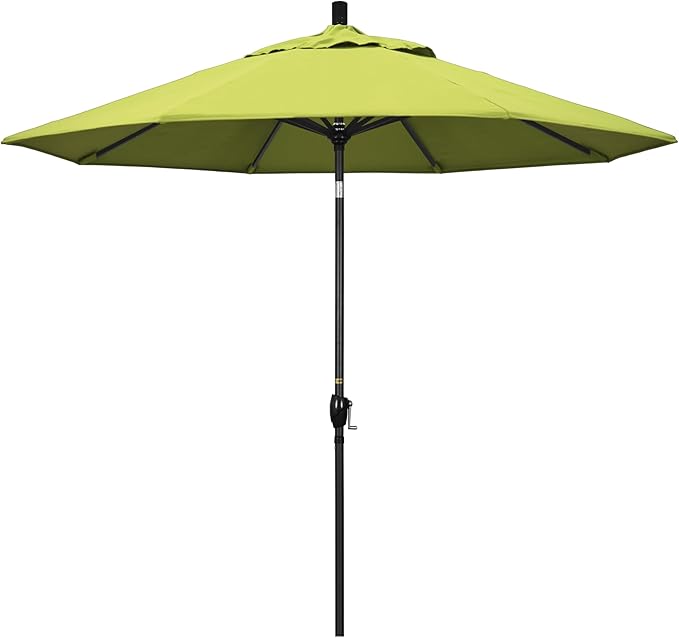 California Umbrella 9' Round Aluminum Market Umbrella, Crank Lift, Auto Tilt, Bronze Pole