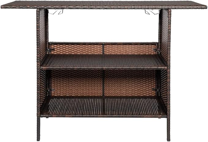Modern bar and pub table set Bar Table for Pub, Kitchen Dining Coffee Table Table Bar Height Cocktail Table Tall Table for Kitchen Bistro Cafe Patio Outdoors Kitchen Cart with Wine Rack Glasses Holder