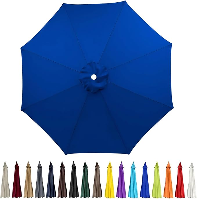 9ft Patio Umbrella Replacement Canopy for 8 Rib, Market Yard Umbrella Replacement Top Cover Fit Outdoor Umbrella (Canopy Only),Blue