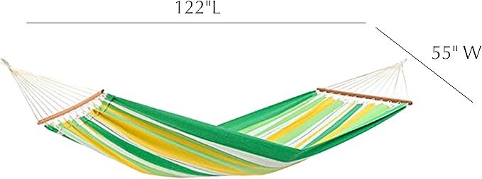 Brasilia Hammock, Handwoven, Polyester/Cotton Blend, Apple Green, Single Size, Spreader Bar, 122" L X 55" W, Holds up to 330lbs