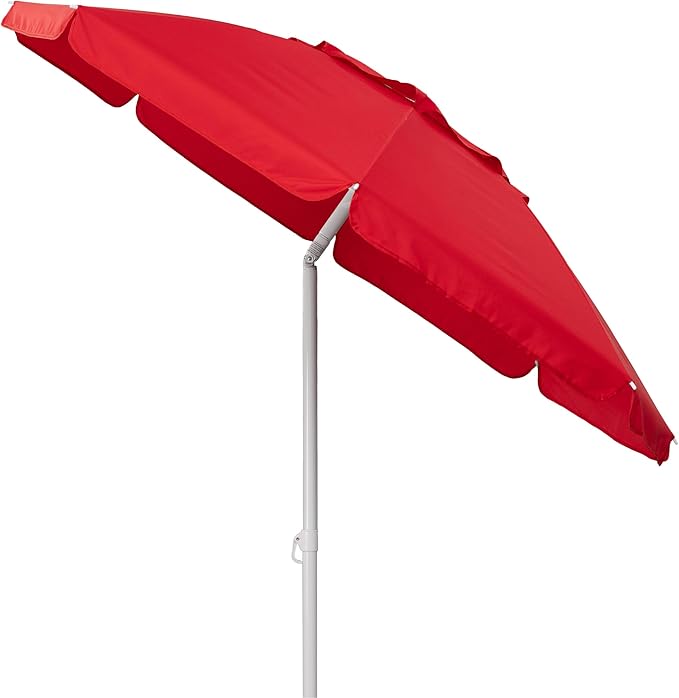 PICNIC TIME 5.5 Ft Portable Beach Umbrella, Lightweight UV Protection Sunshade with Tilt Pole & Carry Bag, Outdoor Canopy Umbrella for Beach, Sand, Pool, Patio, Camping, Travel, or Backyard Shade, (Red)