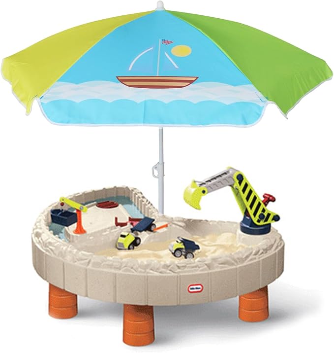 AMMSUN 5ft Seaside Umbrella for Sand Box Water Table - Kids Durable Umbrellas for children Picnic Beach Camping Garden Outdoor Play Shade (5ft Green Yellow Boat)