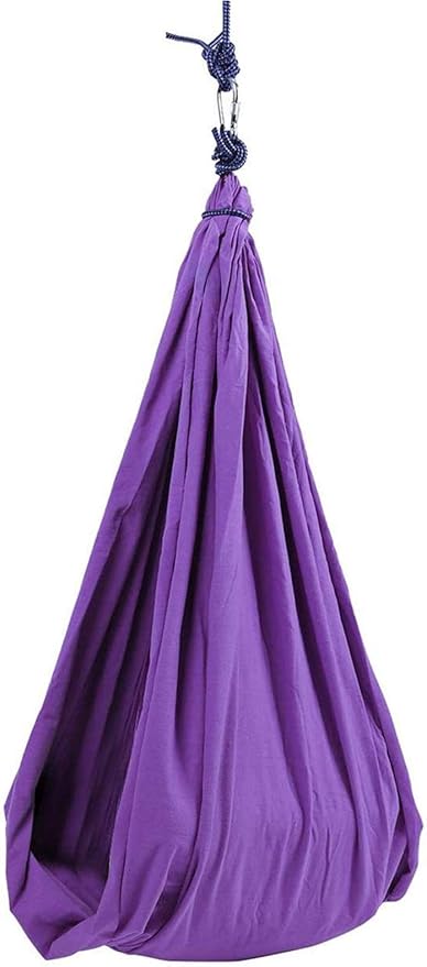Elastic Aerial Yoga Hammock Nylon Hanging Cuddle Swing Seat Therapy Kids Swings for Autism ADHD ADD Indoor Outdoor Children Teens (Color : Purple, Size : 100 x 280 cm)