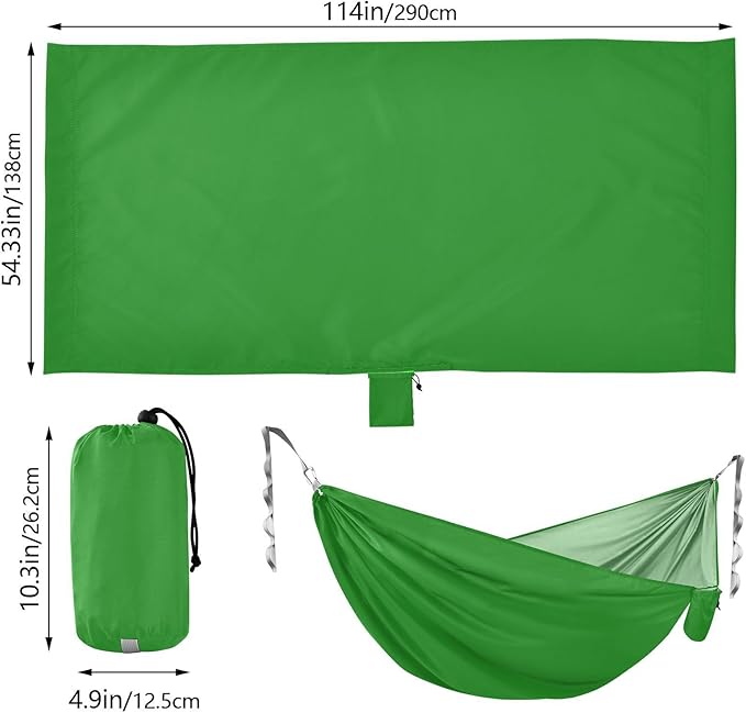 Safari Green Solid Color Pure Plain 330lb Capacity Outdoor Hammock with Portabl Carry Bag Portable Hammock for Outside Camping Essentials hamaca para Patio Exterior