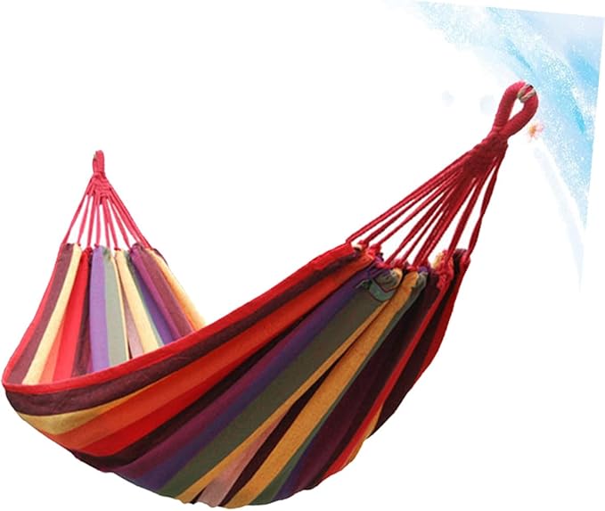 UPKOCH Camping Hammock Canvas Swing, Portable Outdoor Hanging Chair 190x85cm, Striped Garden Hammock for Backyard Patio and Travel