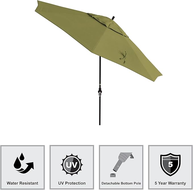 California Umbrella 11Ft Premium Sunbrella Patio Umbrella, Hand-Crank, Tilt-Collar, Bronze Frame, Macaw Fabric