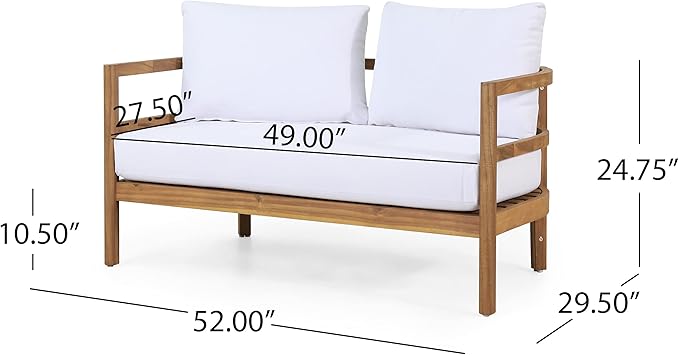 Christopher Knight Home Ellendale Chat Set, White + Teak