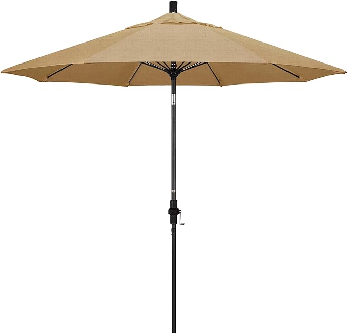 California Umbrella 9' Round Crank Lift, Collar Tilt, Aluminum Pole, Fiberglass Rib Patio Umbrella,