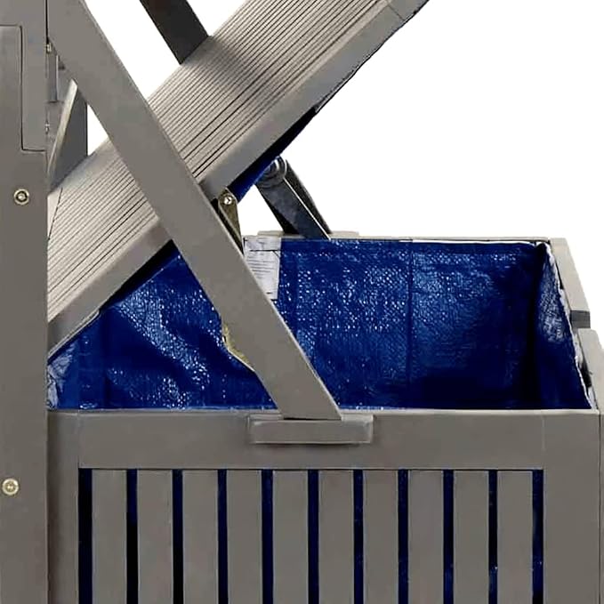 Grey Outdoor Storage Box with Trellis 39 x 20 x 63 in Solid Acacia Wood Deck Box Garden Patio Outside Furniture for Yard Garage