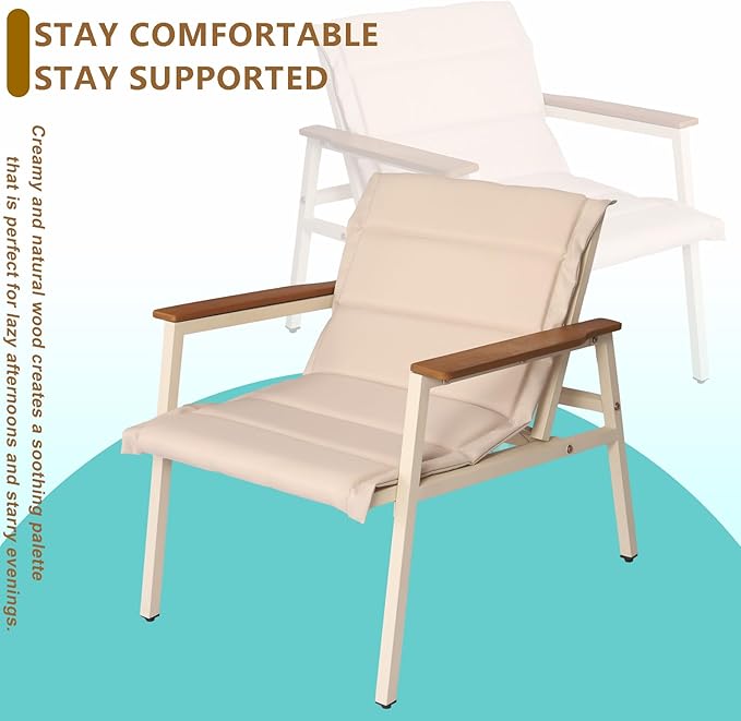 Suntone 4 Pieces Outdoor Patio Furniture Set, Garden Patio Conversation Sets with Padded Suspended Cushion, Outdoor Furniture Set for Lawn Backyard Balcony, Beige
