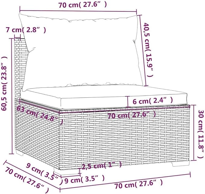 4 Piece Patio Lounge Set with Cushions, Outdoor Sofa Sets Porch Furniture Set Sectional Sofa Patio Conversation Set for Exhibition Garden Piazza Negotiation Area Poly Rattan Black