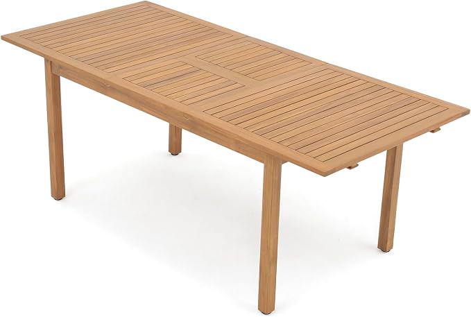 OC Orange-Casual 6-8 Person Extendable Solid Dining Table, 59''-79'' Indoor Outdoor Acacia Wood Rectangular Table for Home Kitchen Deck, FSC Certified Wood