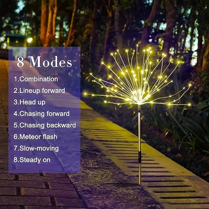 XIHAMA Solar Garden Lights 2 Pack 150 LED Fireworks Garden Lights Solar Lamp with 8 Lighting Modes Waterproof Outdoor Lamp for Lawn Backyard Flower Boxes Pathway