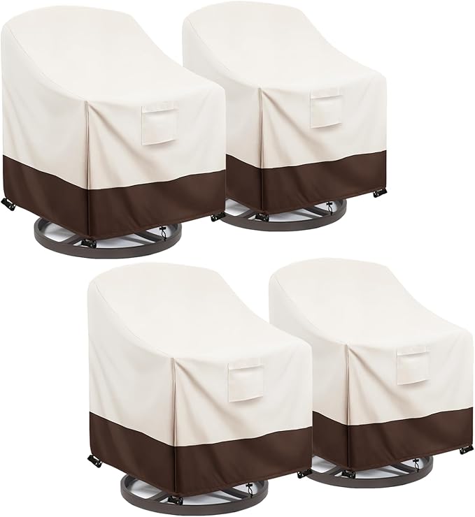 Patio Chair Covers Waterproof Swivel Outdoor Chair Cover, 35W x 37D x 36H Inches Patio Furniture Covers 4 Pack (Beige)