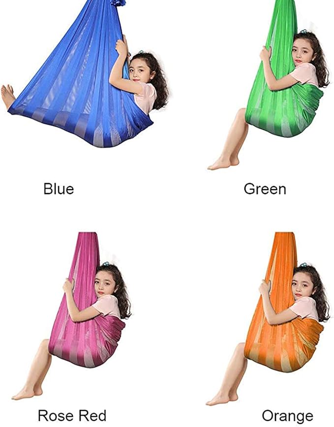 Elastic Sensory Therapy Swing for Autism ADHD ADD Kids Hammock Mesh Cloth for Children with Special Needs Adjustable Indoor Outdoor (Color : Pink, Size : 100 x 280 cm)