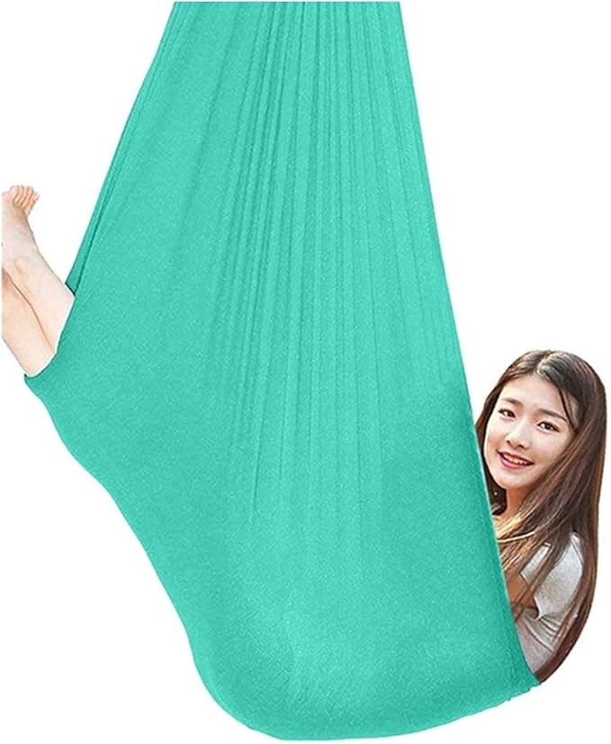 Kids Sensory Swing Hammock Indoor Therapy Swing With Special Needs, Breathable Cuddle Chair Ideal For Sensory Integration Childhood Precious Memory ( Color : Lake green , Size : 150x280cm/59x110in )