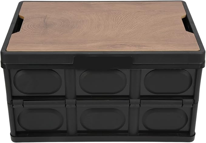 ZJchao 30L Outdoor Storage Bin with Removable Wooden Panel Weather Shell for Camping Patio and Garden Use