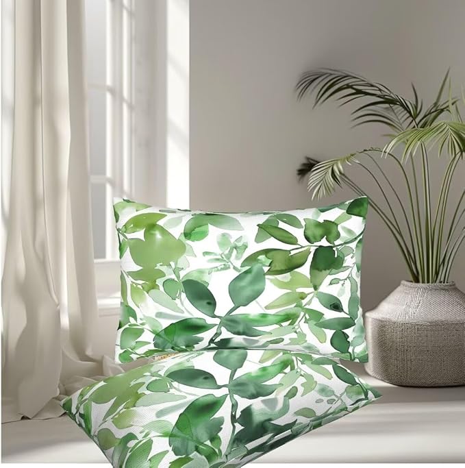 Green Pillows Pack of 2 70x90 cm/28x36 Inch, Plant Pillow Covers Winter Decorative Pillows, Soft Throw Pillow Covers Rectangle Pillow Cover with Hidden Zipper, Modern Home Decor Aeshetic, Gifts -hs111