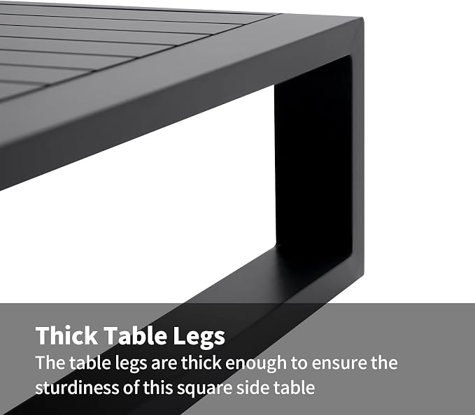 Outdoor Side Table Patio Aluminum Square End Table for Bistro Cafe Patio Small Coffee Table with Slat Top,Grey Frame