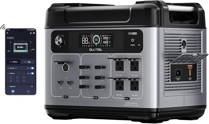 OUKITEL P2001 Pro 3200W Power Station, 2048Wh Solar Generator with 4x6400W Peak AC Outlets, 1.5H Full Charging, APP Control LiFePO4 Battery for Camping RV HomeB ackup