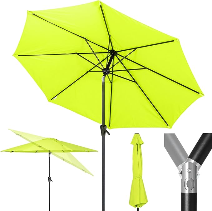 Tempera Patio Market Outdoor Table Umbrella with Push Button Tilt and Crank, Large Sun Umbrella with Sturdy Pole & Fade Resistant Canopy, Easy to Set