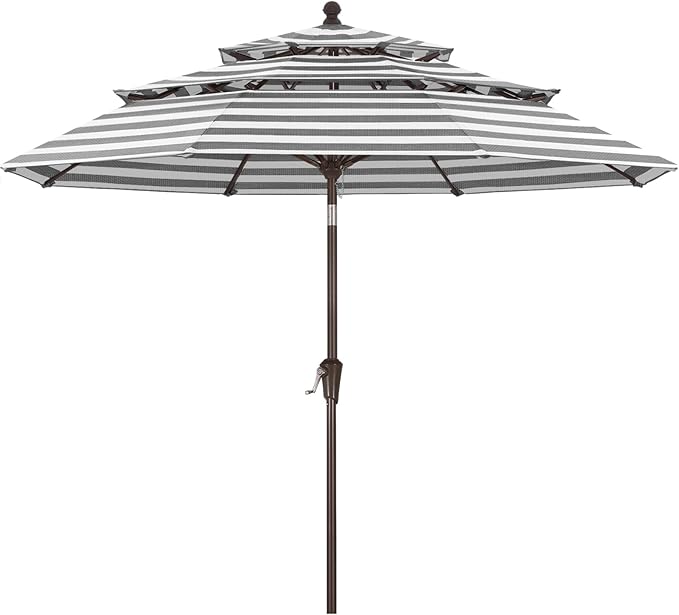 ABCCANOPY 5-Year 10-Year No Fading 9FT 3 Tiers Patio Umbrella, Outdoor Table Umbrella with 8 Sturdy Ribs for Deck, Backyard, Garden, Yard