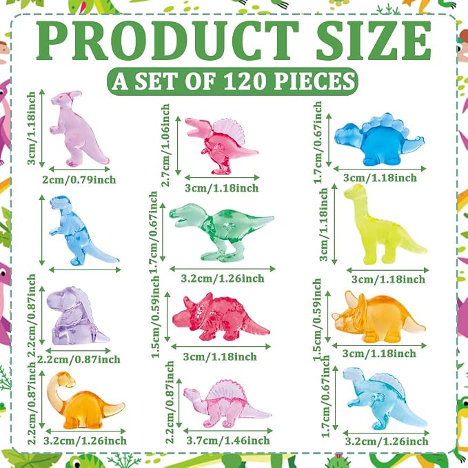 DIYDEC 120Pcs Mini Dinosaur Figurines 12 Styles Tiny Resin Animals to Hide,Small Plastic Dinosaurs for Vase Fillers Micro Dollhouse Aquarium Decorations