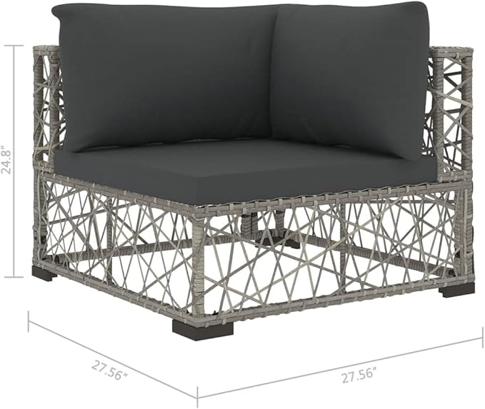 6 Piece Patio Lounge Set with Cushions, Porch Furniture Set Outdoor Dining Sets Patio Conversation Set Outdoor Sofa Sets for Negotiation Area Poolside Piazza Exhibition Poly Rattan Gray