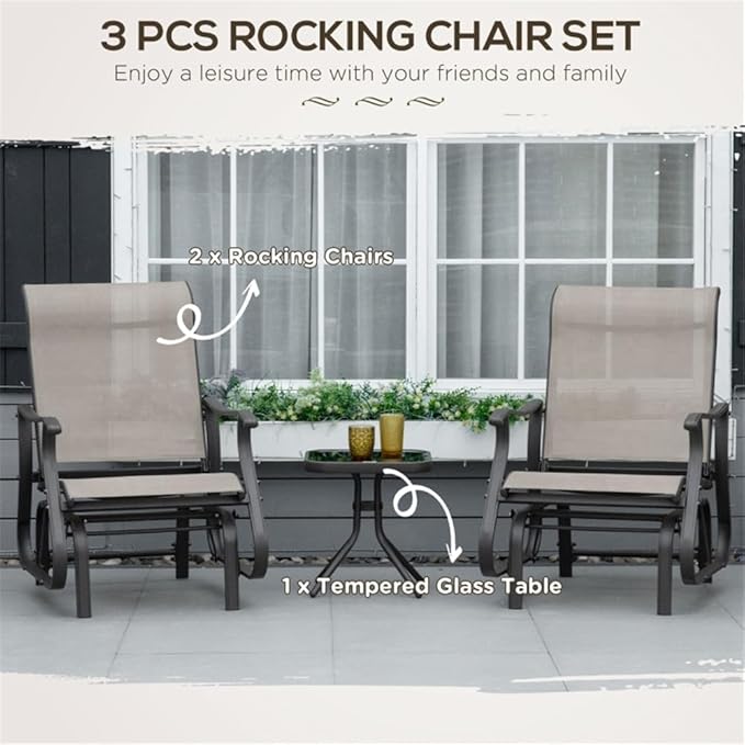 Outdoor Chairs Set Bistro Set 3 Pieces Patio Conversation Set Furniture Set for Balcony Chairs and Table, Bistro Set, Outdoor Furniture Set with Porch Chairs and Coffee Table for Deck Garden Poolside
