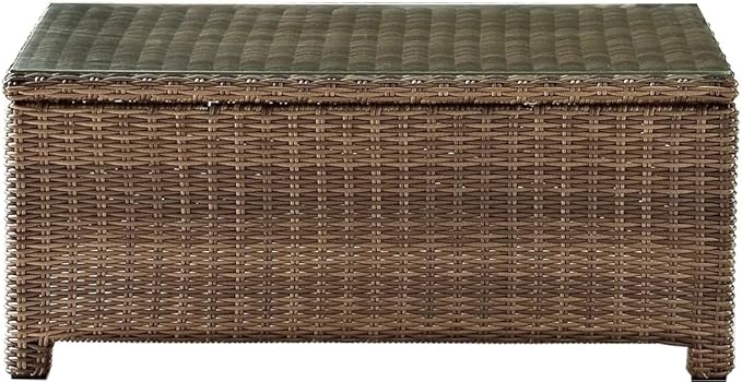 Crosley Furniture Bradenton 5-Piece Outdoor Loveseat Patio Furniture Set, Wicker Conversation Sets for Porch, Brown with Sangria Cushions