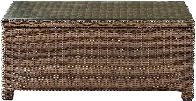 Crosley Furniture Bradenton 5-Piece Outdoor Sofa Patio Furniture Set, Wicker Conversation Sets for Porch, Brown with Sand Cushions