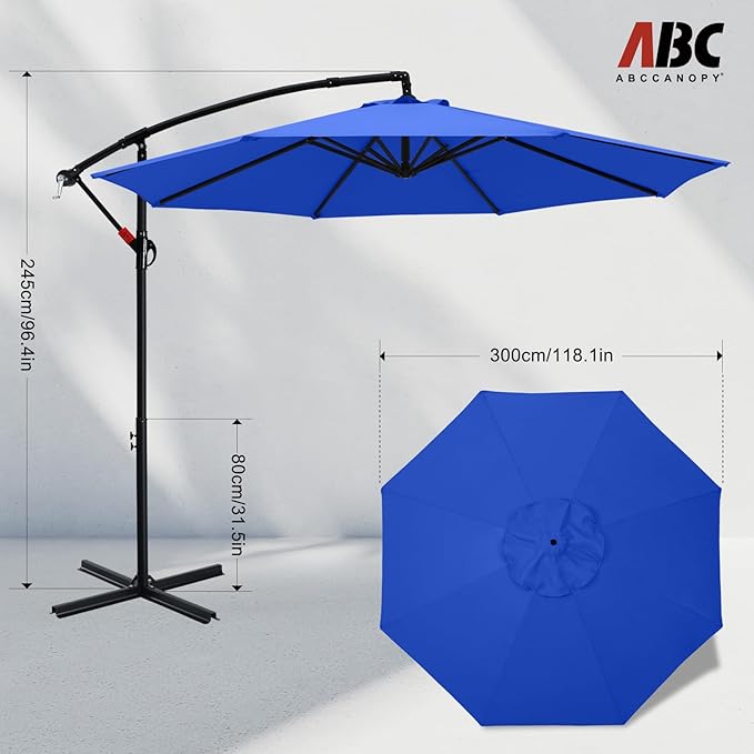 ABCCANOPY Cantilever Patio Umbrella with base included, 360° Rotation Outdoor Offset Umbrella for Backyard, Deck, Poolside