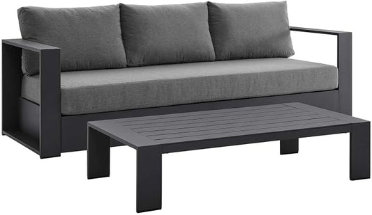 Modway Tahoe Aluminum 2-Piece Outdoor Patio Set in Gray Charcoal