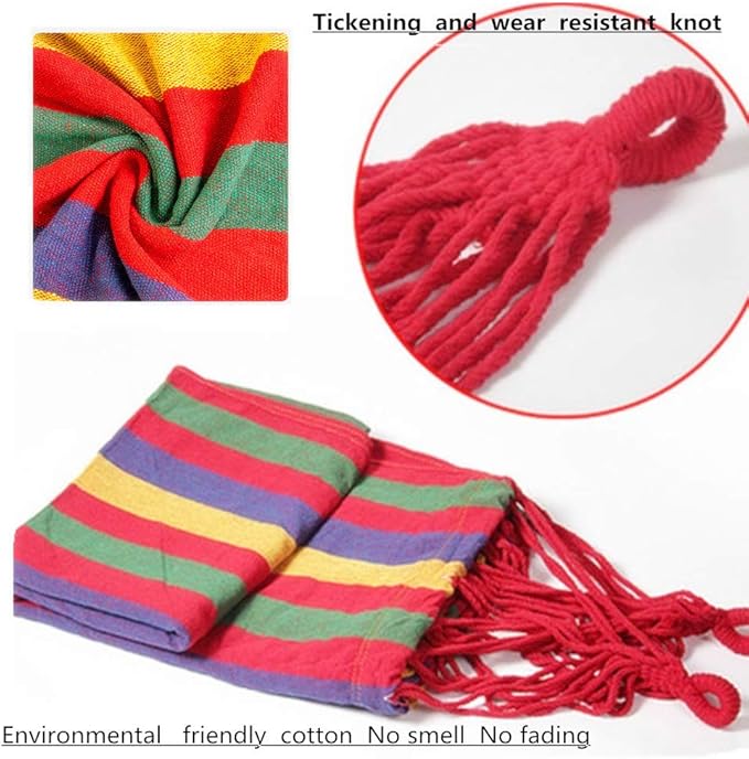 Portable Cotton Hammock, Suitable for Hanging Durable hammocks, Perfect for Camping Outdoor/Indoor Backyard, with Hanging Ropes and Carrying Bags (red, Large)