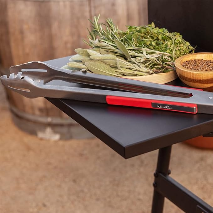 Nexgrill 17.5" Charcoal Grill with Side Shelf, 349 SQ In Cooking Space, Adjustable Chimney, Air Dampers, Temperature Gauge, Warming Rack, Barrel Smoker Grill for Camping, Picnics, and More - 810-0063