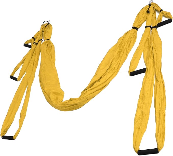 Aerial Yoga Swing Set, Polyester Cotton Yoga Hammock Set, Adjustable Improve Flexibility Yoga Hammock for Physical Exercise (Yellow)
