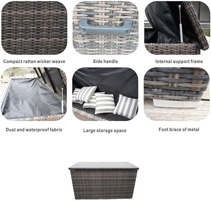 Patio Furniture Durable Aluminum Frame Deck Box in Brown