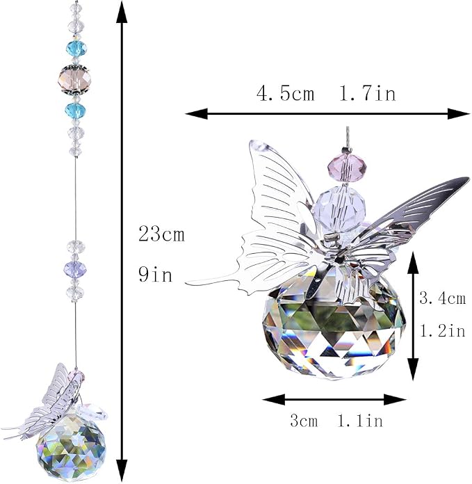 30mm Handmade Crystal Butterfly Prism Suncatcher Rainbow Hanging Decor | Crystal Butterfly Prism Suncatcher Rainbow Maker 30mm Hanging Ornament for Chandelier Lamp Window Garden Home DIY Decor