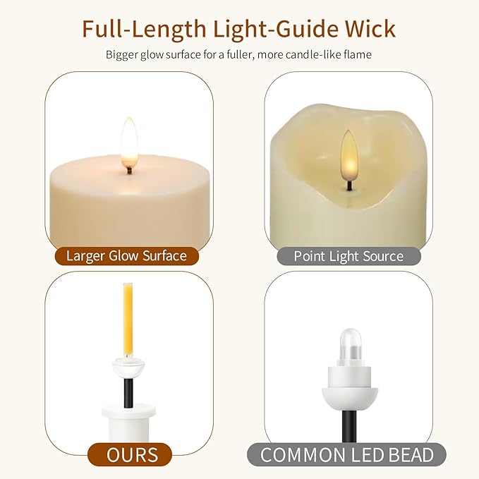 Waterproof Flameless Pillar Candles with Timer, 2 PACK 3"x6" Flickering LED Candles, Battery Operated Electric Candles Candles for Table Decor, Wedding Candles for Reception Centerpieces Decoration
